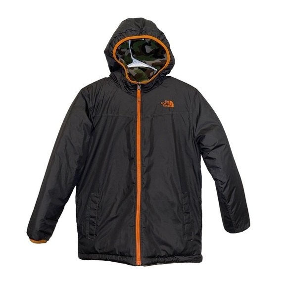 The North Face Boys Reversible Camo Charcoal Jacket Size L - Picture 2 of 12